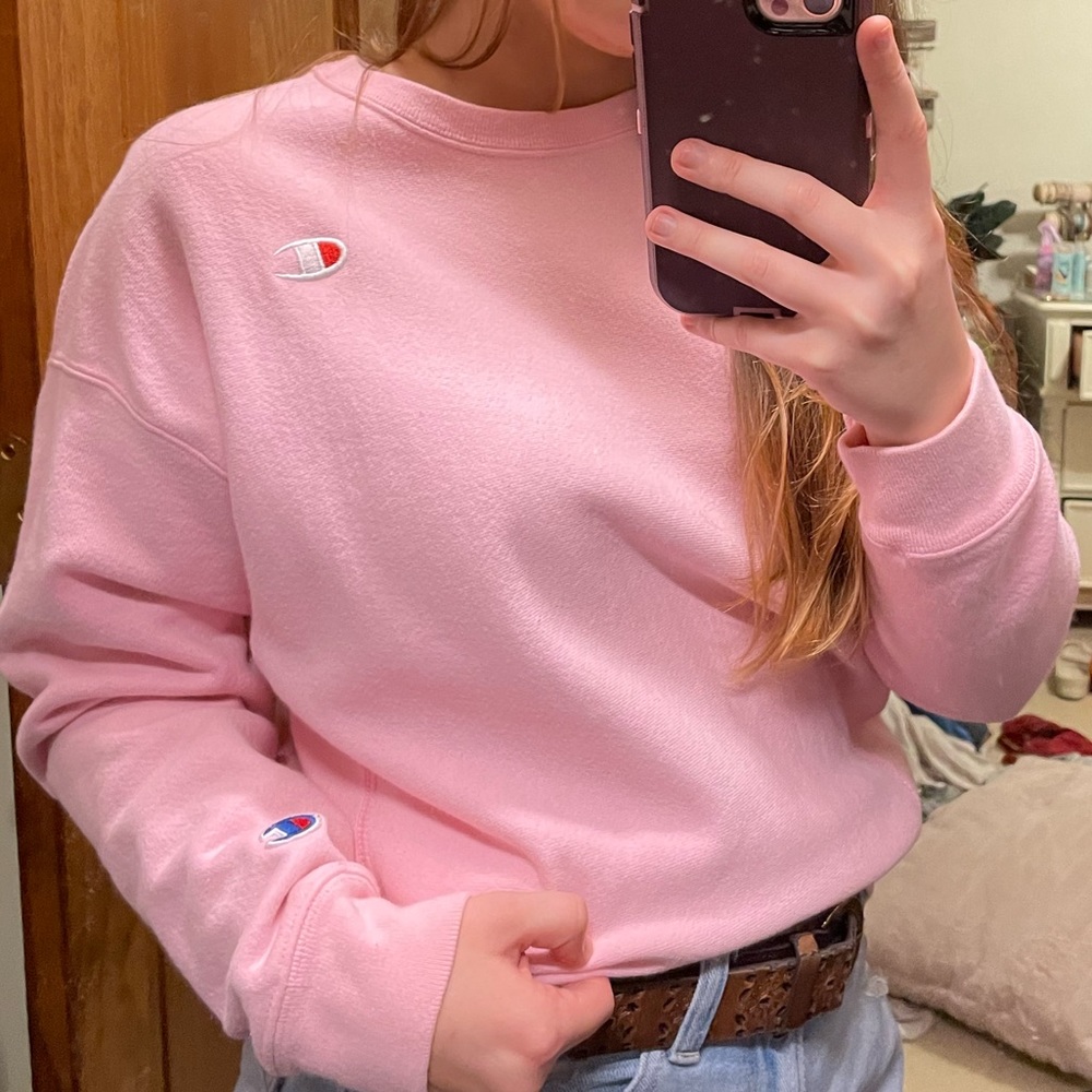 SOLD Pink Champion reverse weave crewneck